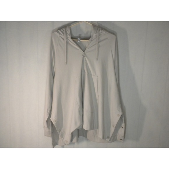 Athleta Glacier Hoodie M Abalone Grey Handkerchief Poncho 1/2 Zip 599674 - Picture 1 of 10